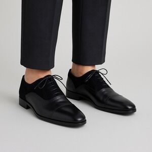 Dune London Resolute Mens Black‎ Oxford Shoes 42 EU9 Leather Suede Dress Formal